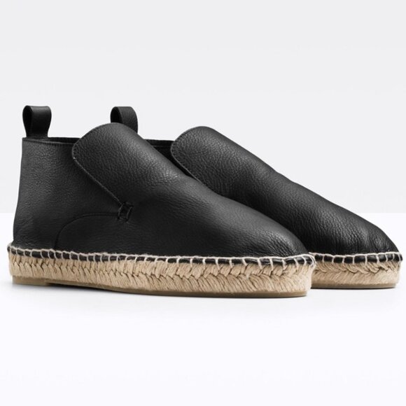 Vince Ronan Soft Leather Espadrille Flats Black Size 6 Women Shoes Spain Booties - Picture 1 of 13